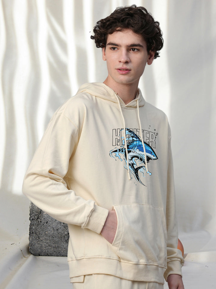 SILENT HUNTER Men Drop Shoulder Premium Terry Hoodie