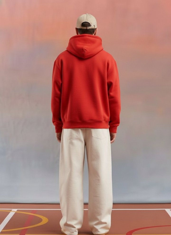 Solid Men Drop Shoulder Premium Terry Hoodie - Candy Red