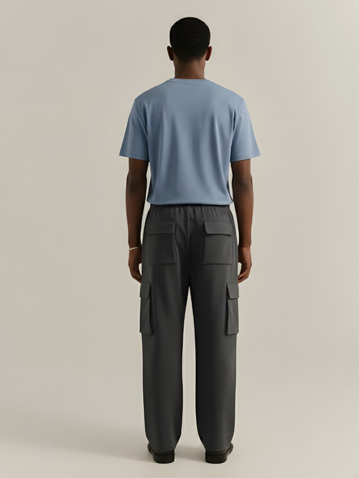 Men Premium Terry Cargo Pants - Dark Gray