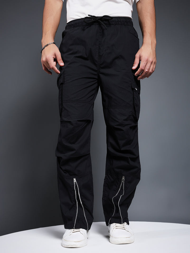 Men Utility Cargos- Black