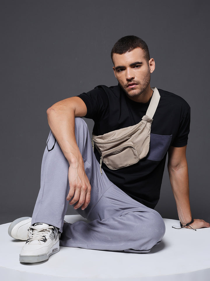 Men Premium Terry Jogger with Side Stripes - Ash Grey