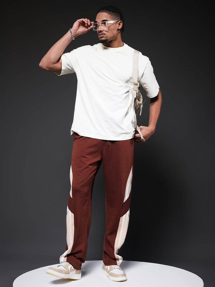 Men Premium Terry Jogger with Side Stripes - Cocoa