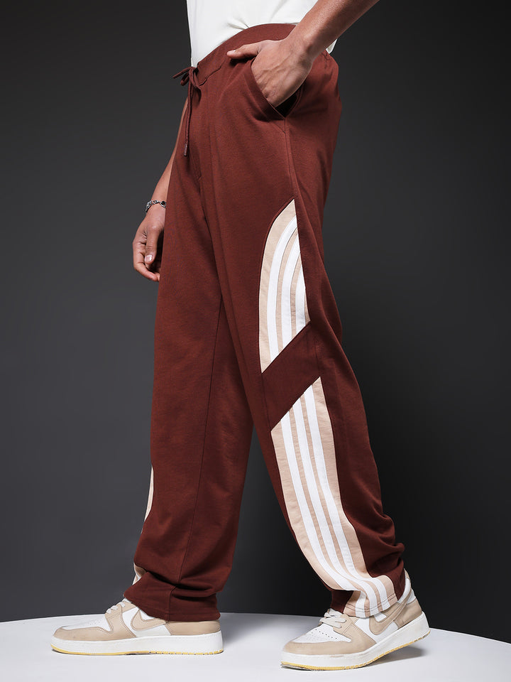 Men Premium Terry Jogger with Side Stripes - Cocoa