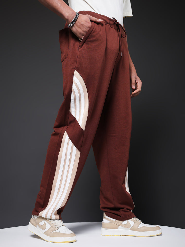 Men Premium Terry Jogger with Side Stripes - Cocoa