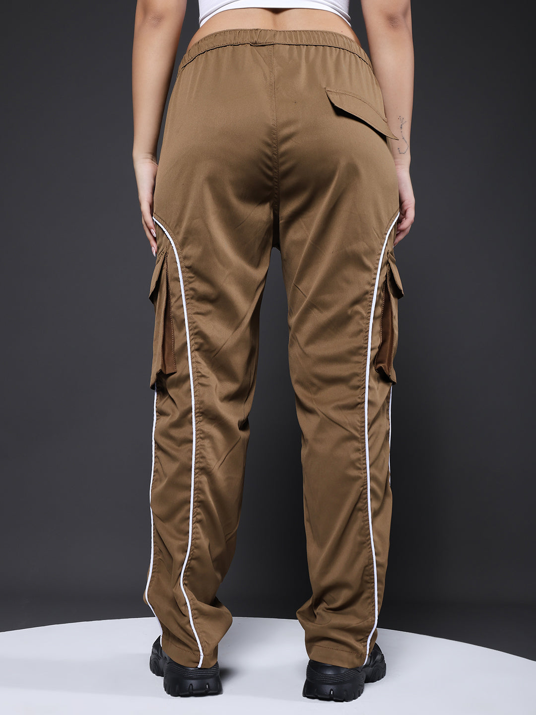 Women Utility Cargo - Khaki Reflective Stripes