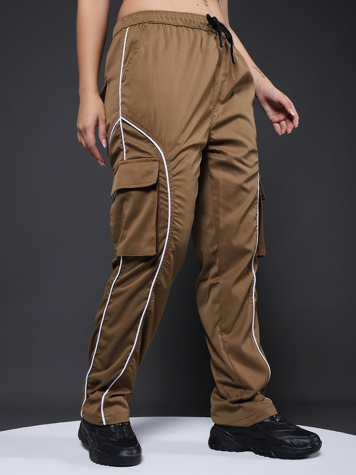 Women Utility Cargo - Khaki Reflective Stripes