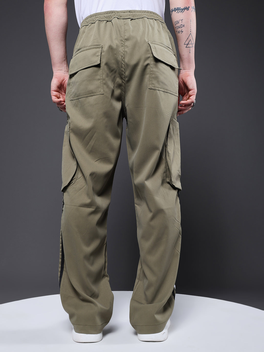 Men Utility Cargo - Olive Green Reflective Stripes