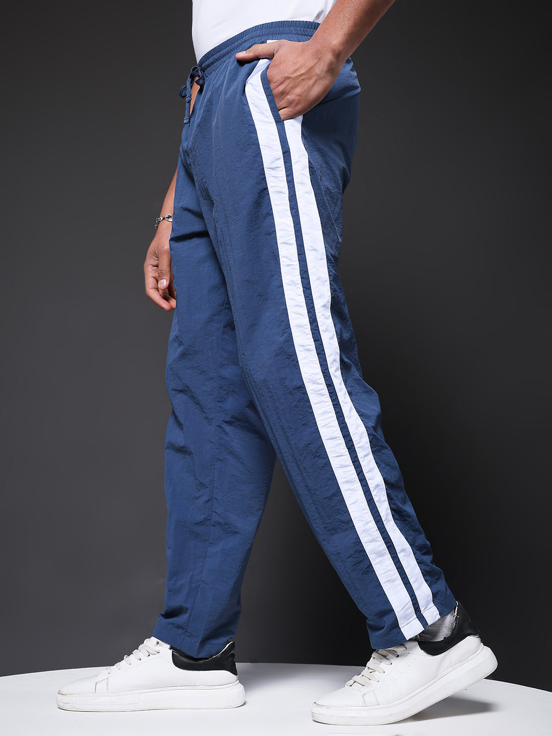 Men Premium Jogger with Side Stripes - Blue