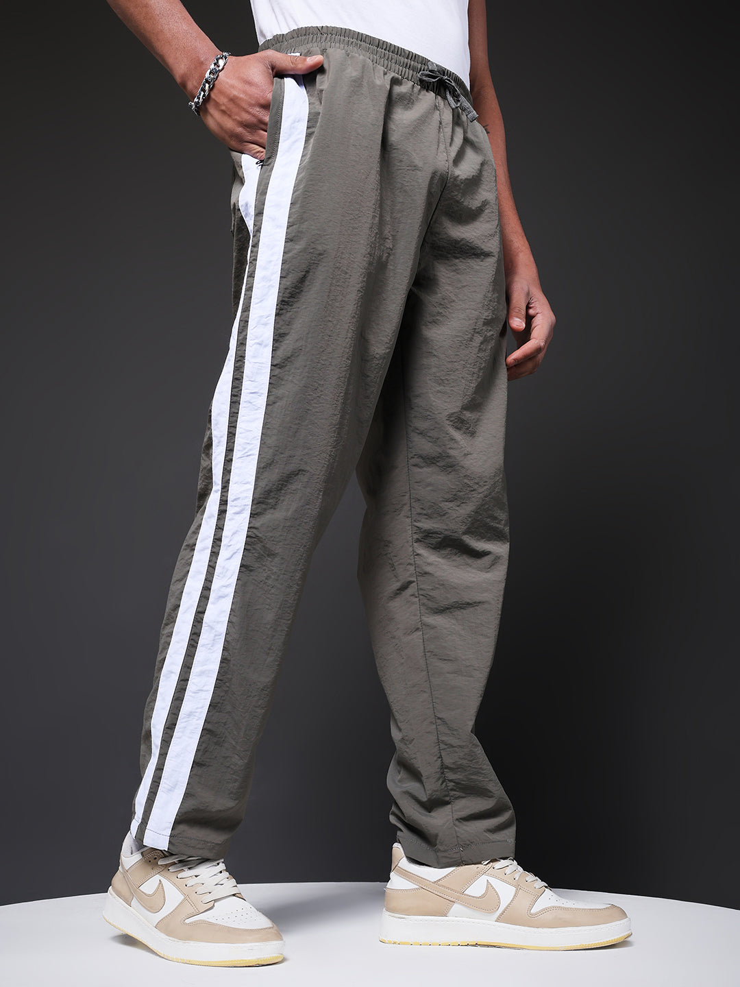 Men Premium Jogger with Side Stripes - Grey