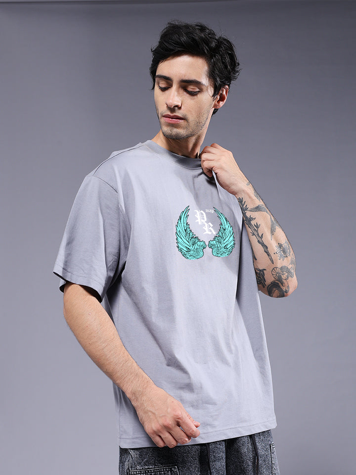 RISING SPIRIT Men Printed Oversized T-Shirt