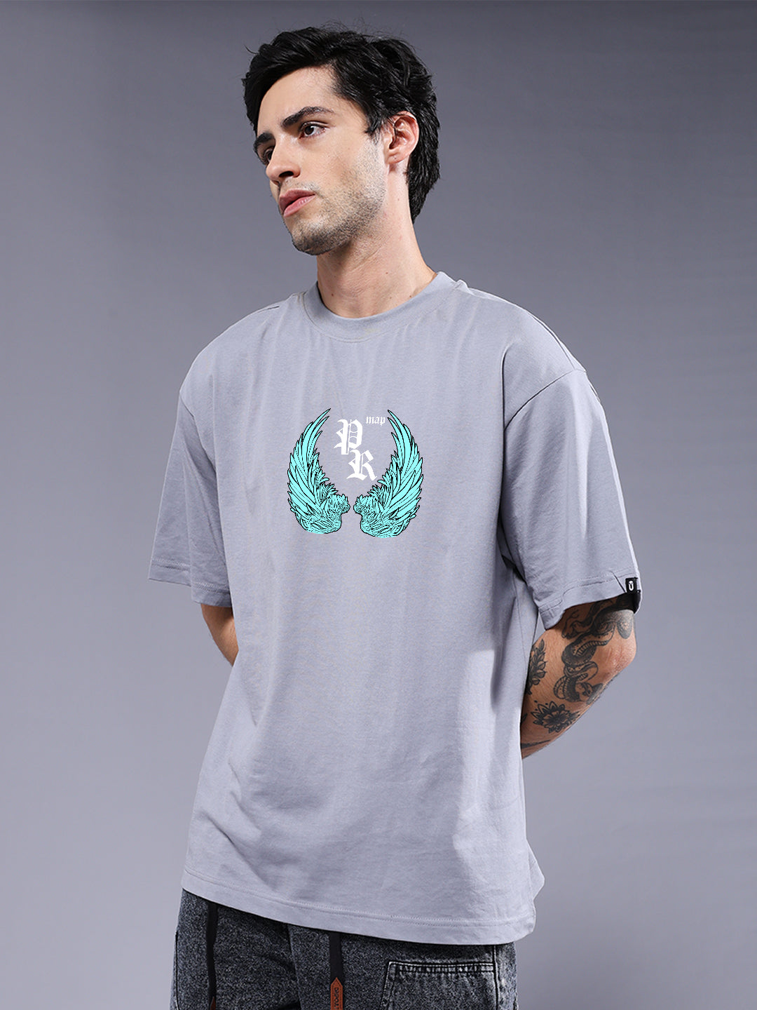 RISING SPIRIT Men Printed Oversized T-Shirt