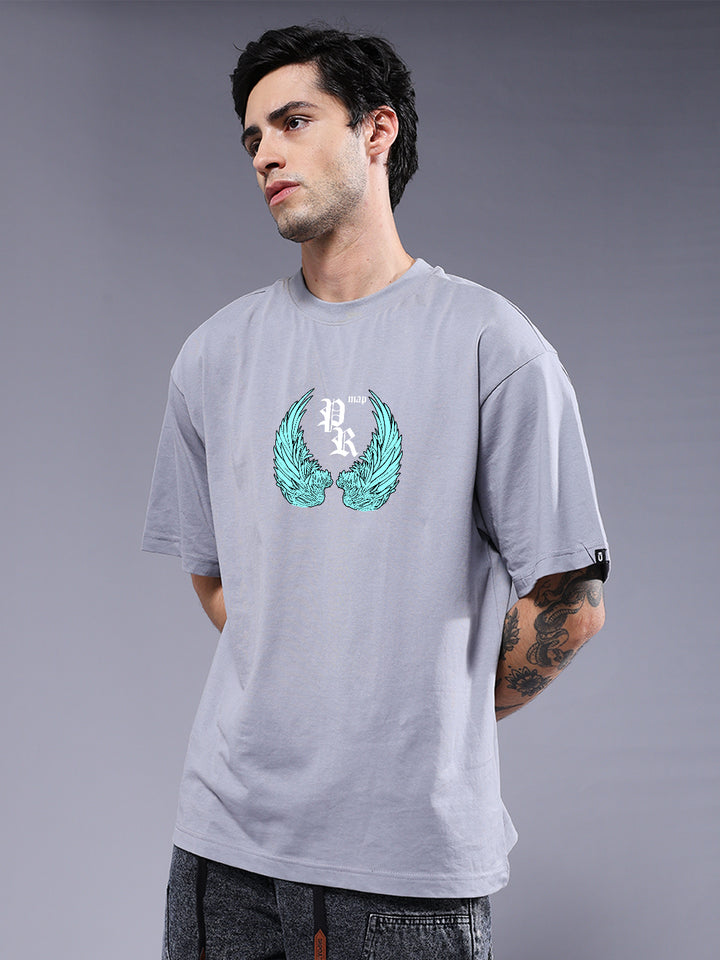 RISING SPIRIT Men Printed Oversized T-Shirt