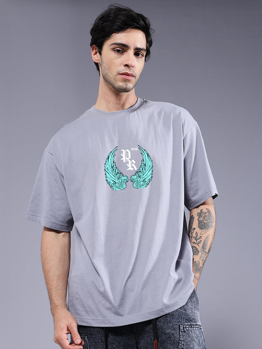 RISING SPIRIT Men Printed Oversized T-Shirt