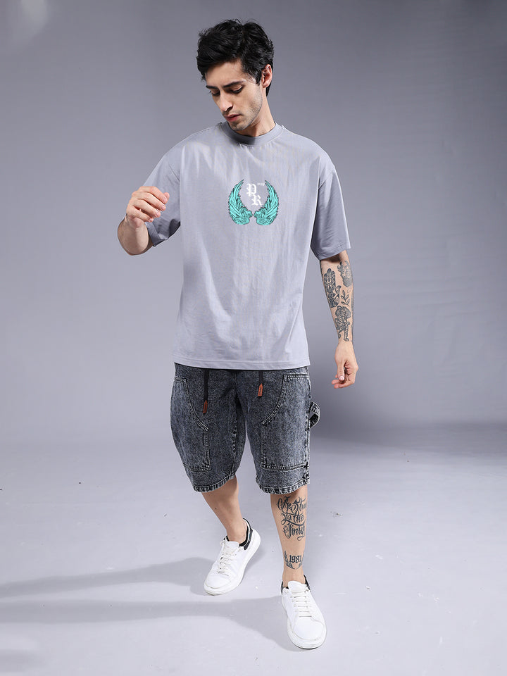 RISING SPIRIT Men Printed Oversized T-Shirt