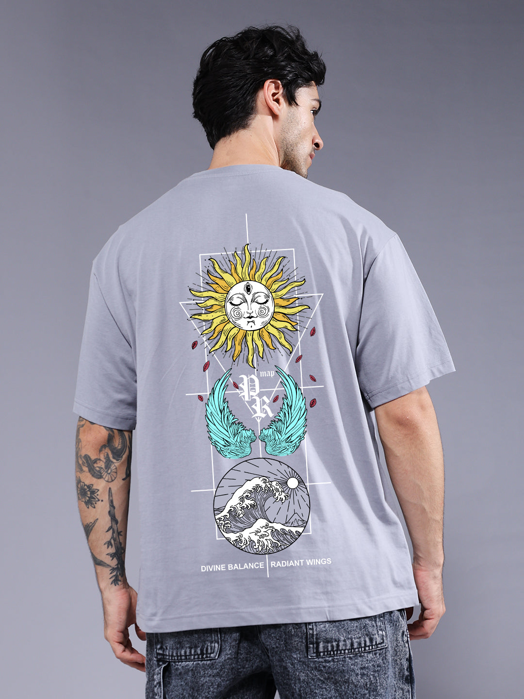 RISING SPIRIT Men Printed Oversized T-Shirt