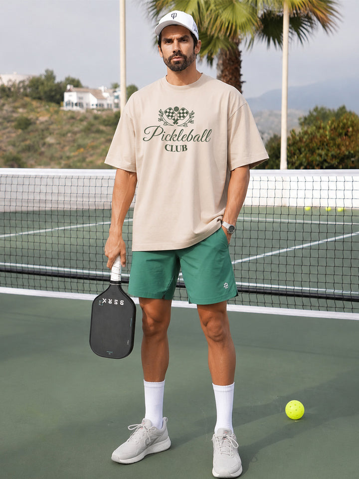 PICKLEBALL CLUB Men Printed Oversized Printed T-Shirt