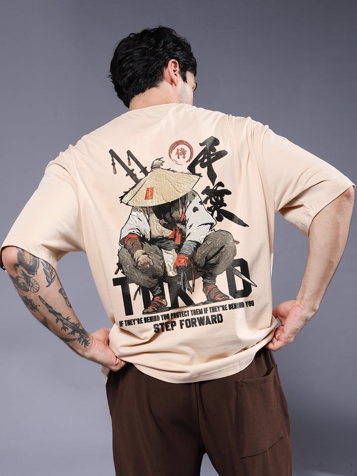 DISCIPLINE OVER FEAR Embroidered Printed Men Oversized T-shirt