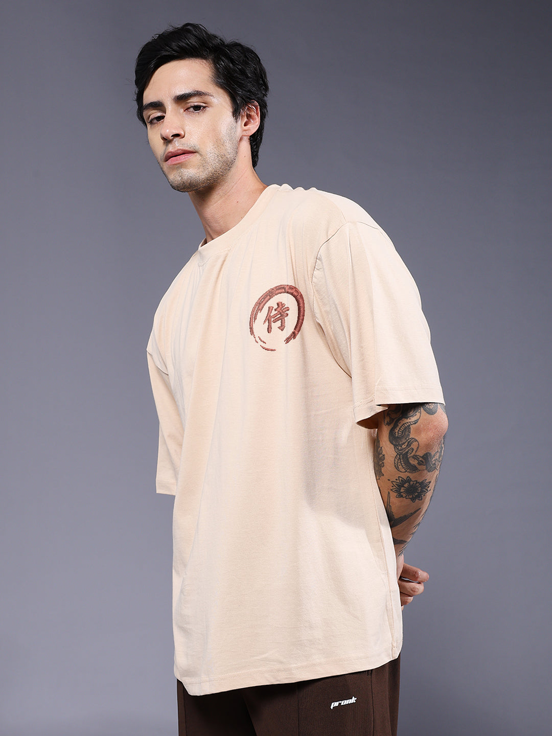 DISCIPLINE OVER FEAR Embroidered Printed Men Oversized T-shirt