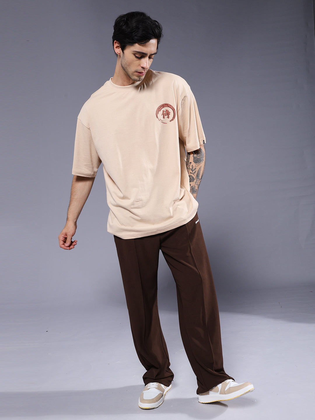 DISCIPLINE OVER FEAR Embroidered Printed Men Oversized T-shirt
