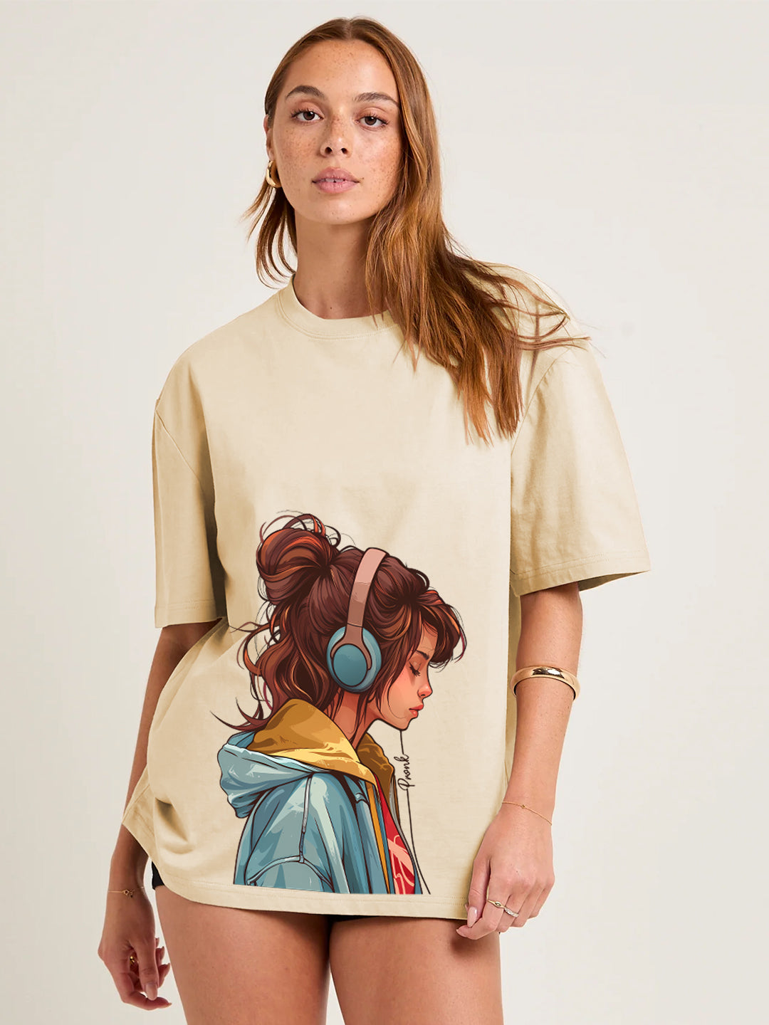 URBAN HARMONY Women Graphic Oversized Printed T-Shirt