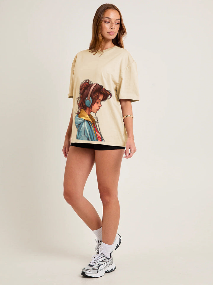 URBAN HARMONY Women Graphic Oversized Printed T-Shirt