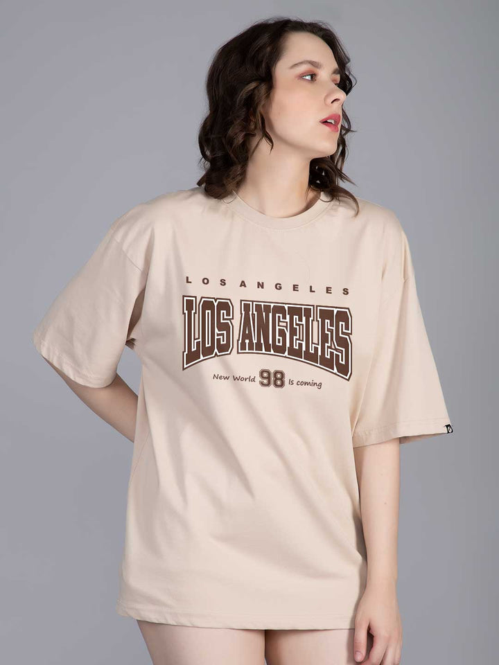 NEW WORLD Women Graphic Oversized Printed T-Shirt