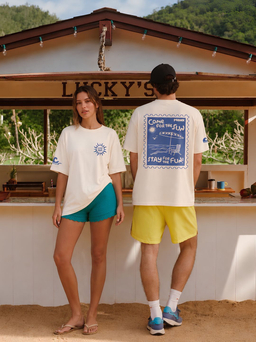 Beach Postcard Men Printed Oversized Printed T-Shirt