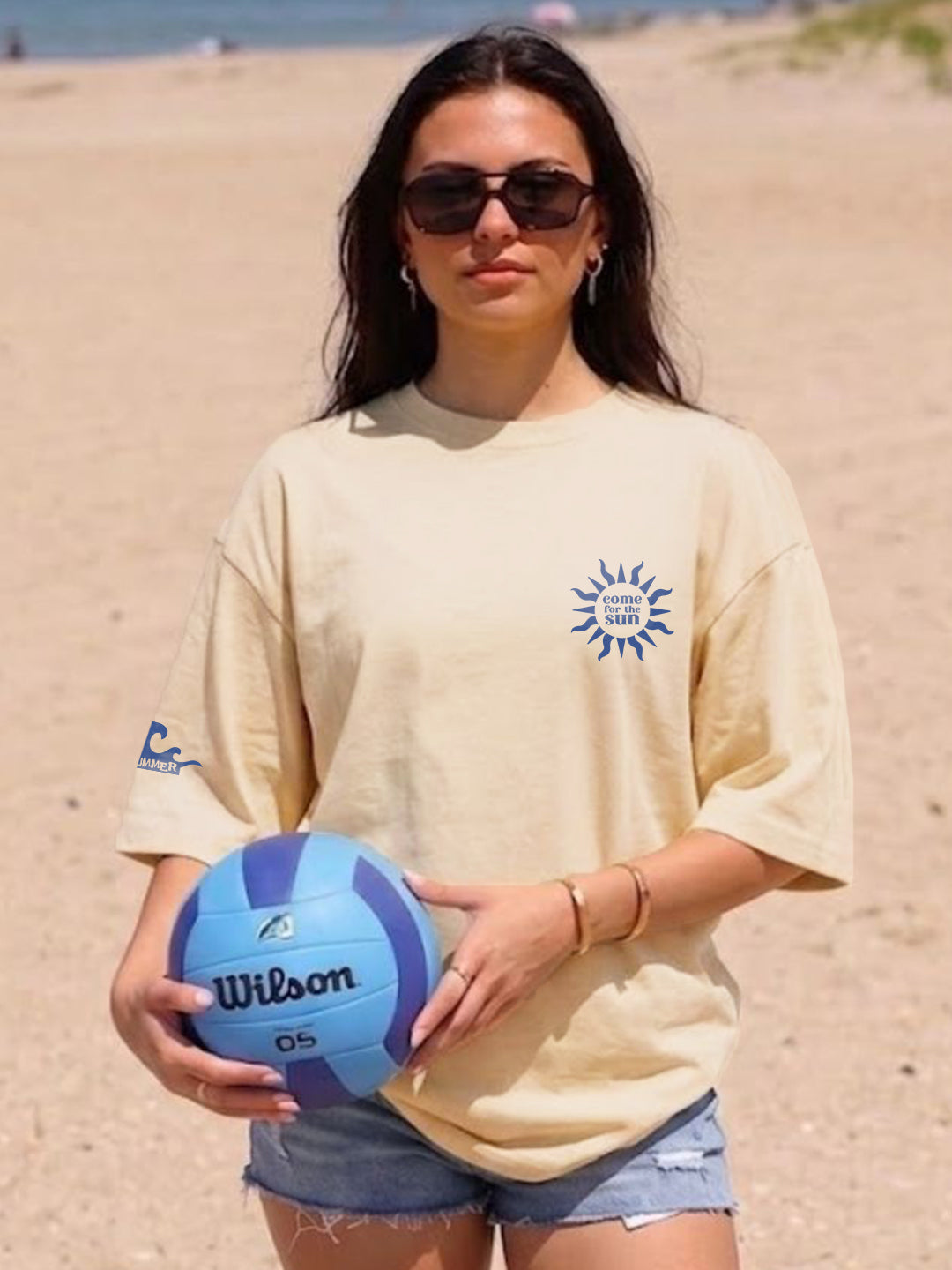 Beach Postcard Women Printed Oversized Printed T-Shirt
