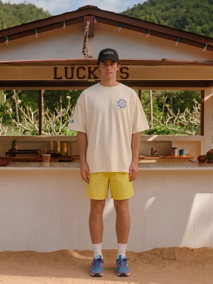 Beach Postcard Men Printed Oversized Printed T-Shirt
