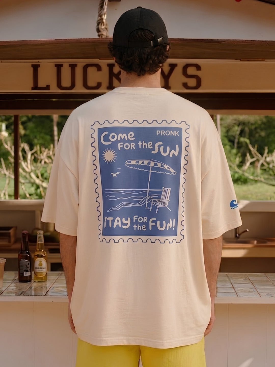 Beach Postcard Men Printed Oversized Printed T-Shirt