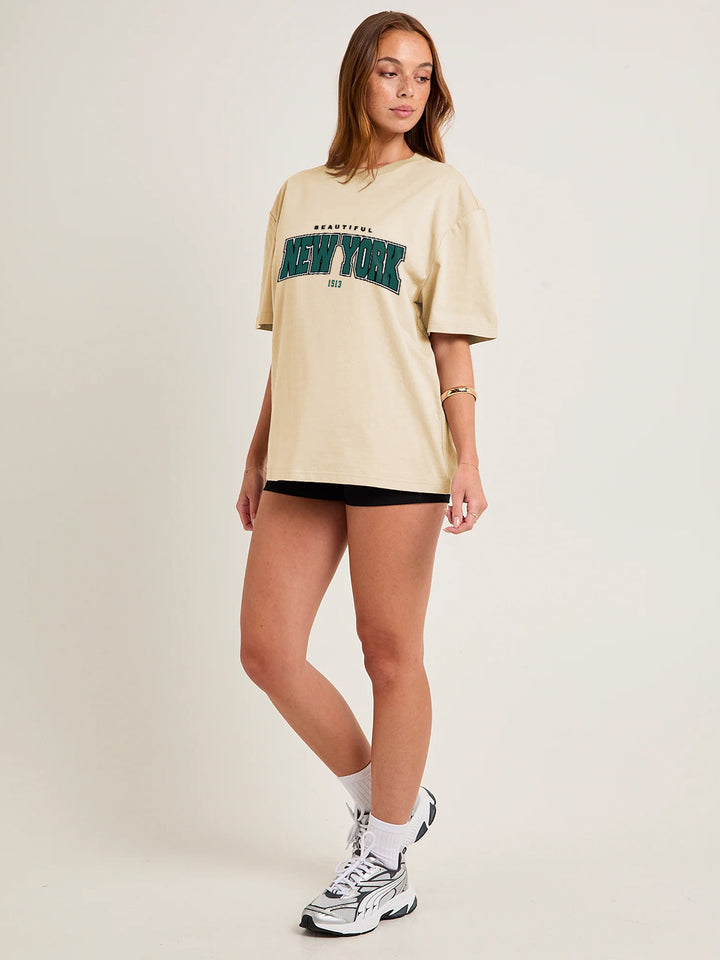 BEAUTIFUL NEW YORK Women Graphic Oversized Printed T-Shirt