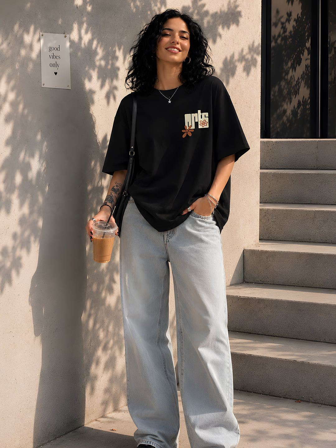 ARTS Women Graphic Oversized Printed T-Shirt