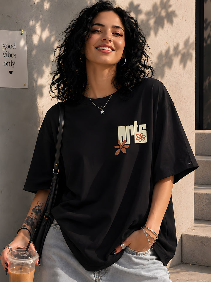 ARTS Women Graphic Oversized Printed T-Shirt