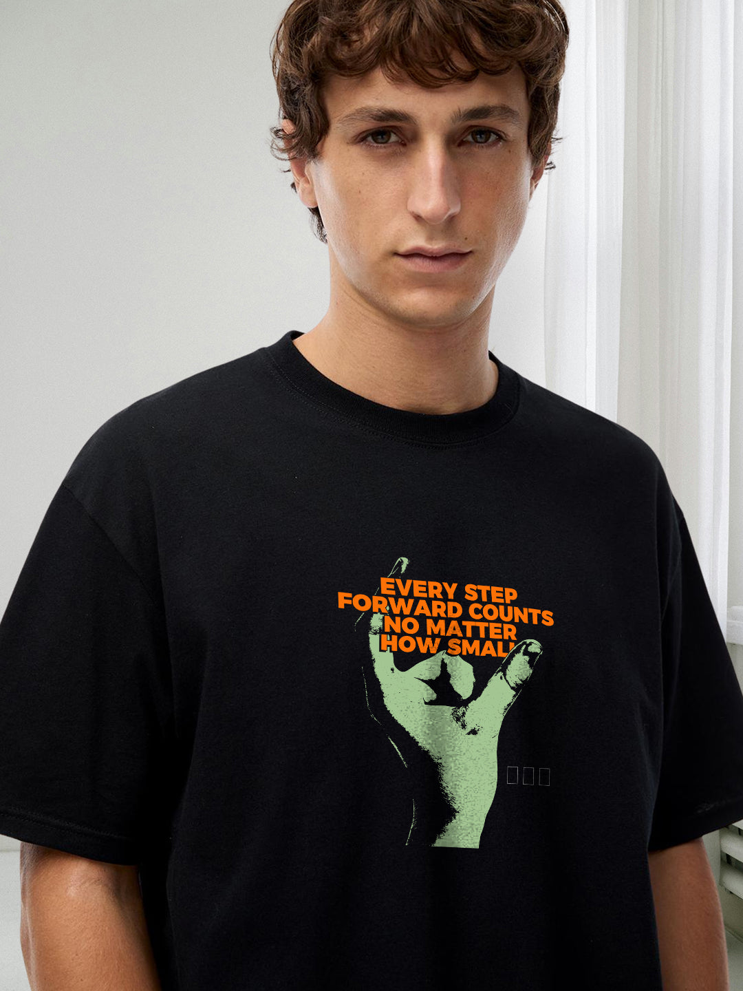 EVERY STEP COUNTS Men Printed Oversized T-Shirt