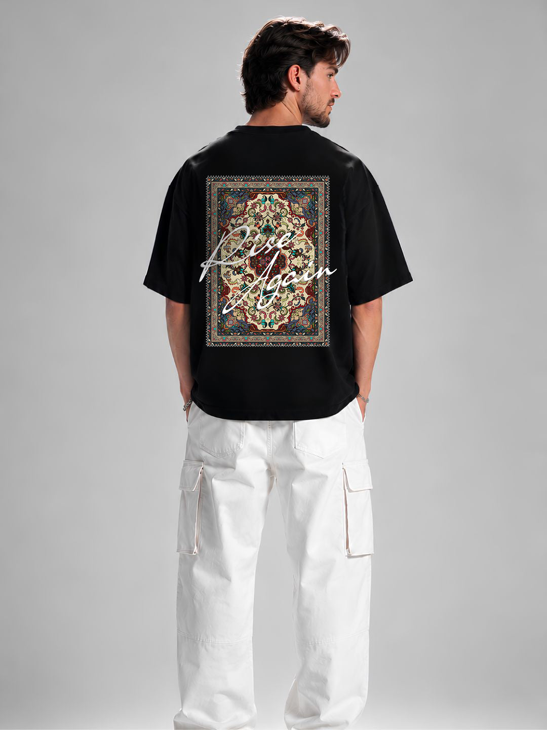 Rise Again Men Oversized Printed T-Shirt