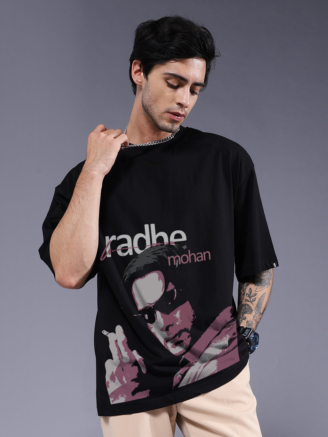 RADHE MOHAN Men Printed Oversized T-Shirt