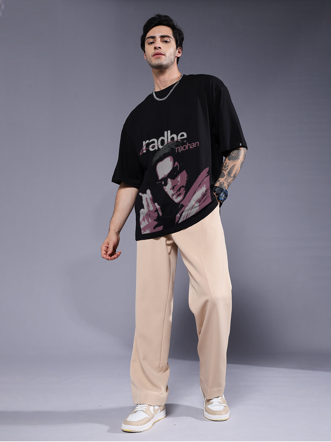 RADHE MOHAN Men Printed Oversized T-Shirt