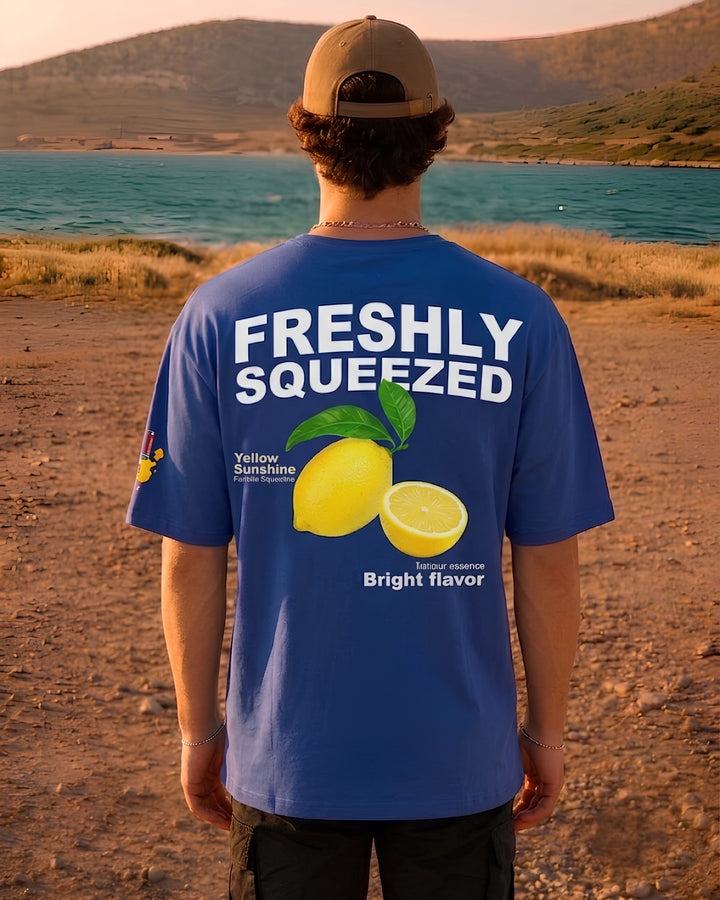 Squeezed  Lemon  Men Printed Oversized T-Shirt