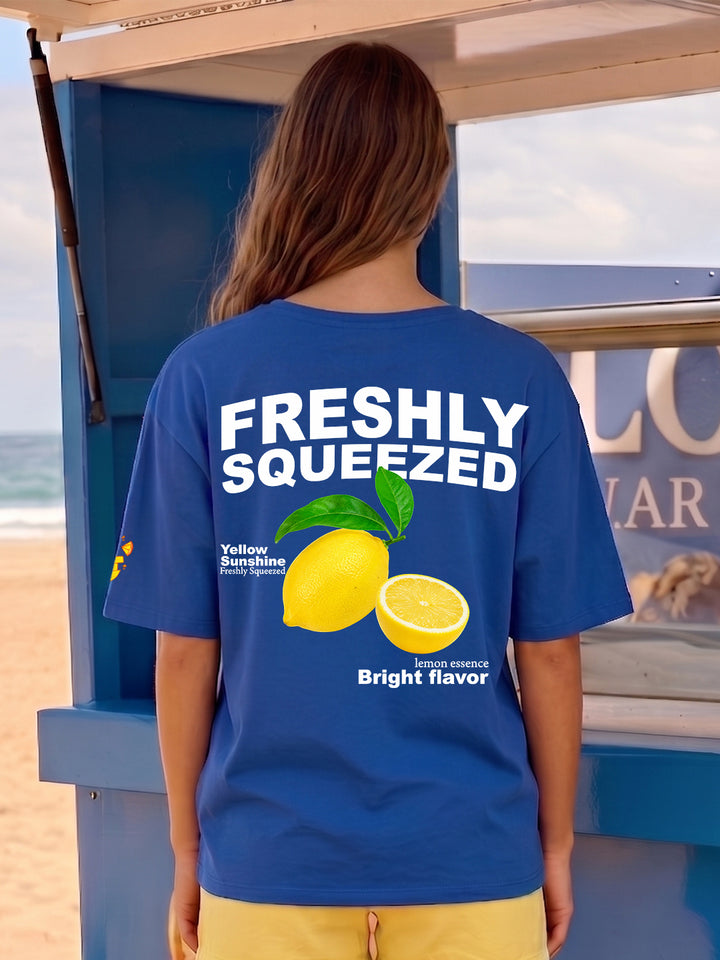 Squeezed  Lemon  Women Printed Oversized T-Shirt