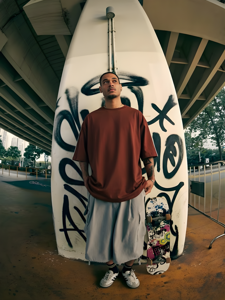 Solid Men Oversized T-Shirt - Cocoa