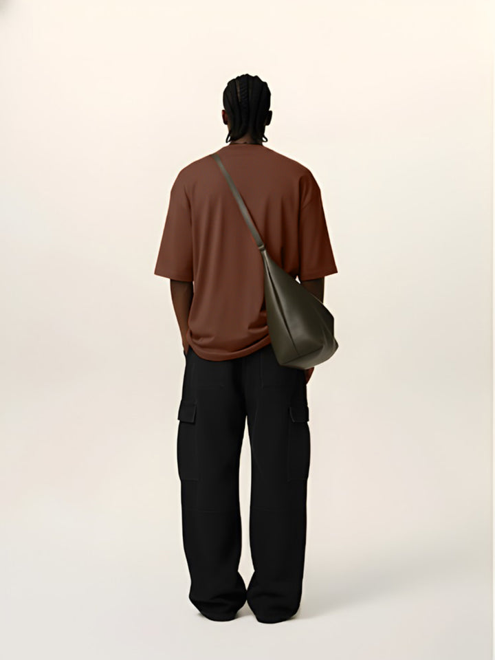 Solid Men Oversized T-Shirt - Cocoa
