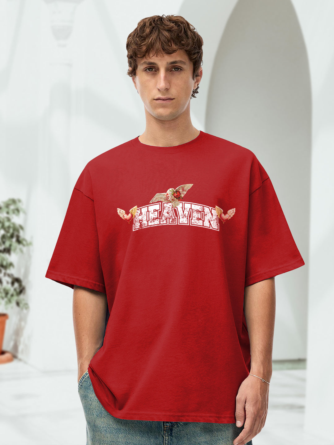HEAVEN Men Printed Oversized T-Shirt