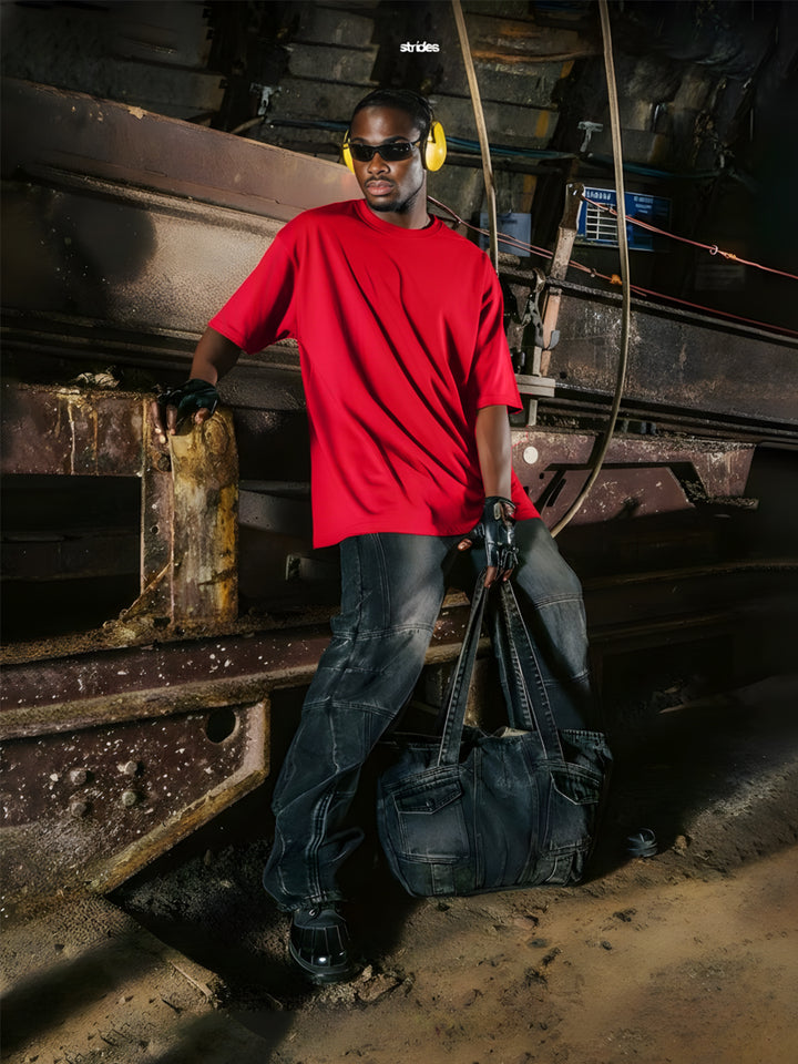 Solid Men Oversized T-Shirt - Candy Red