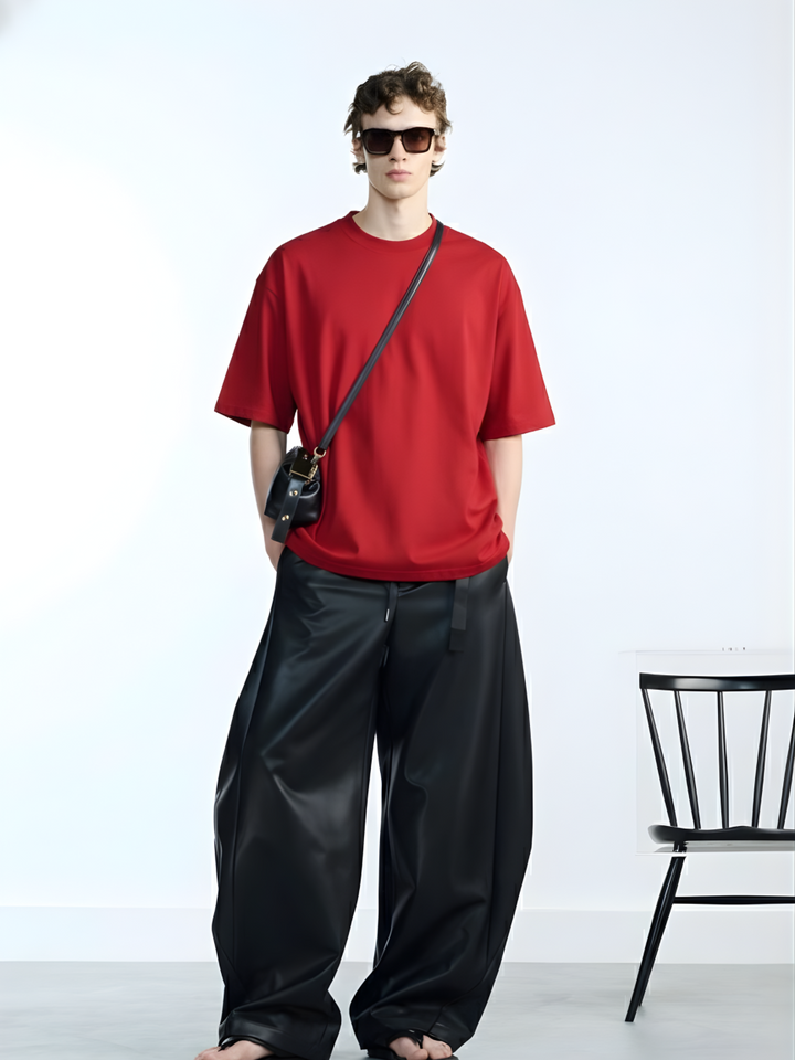 Solid Men Oversized T-Shirt - Candy Red