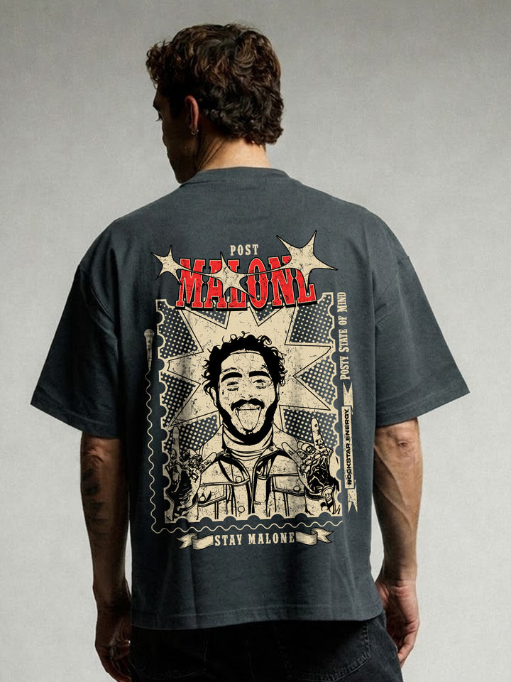 STAMP OF SOUND Men Printed Oversized T-Shirt