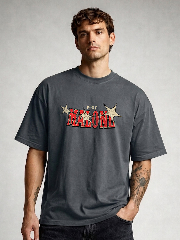 STAMP OF SOUND Men Printed Oversized T-Shirt