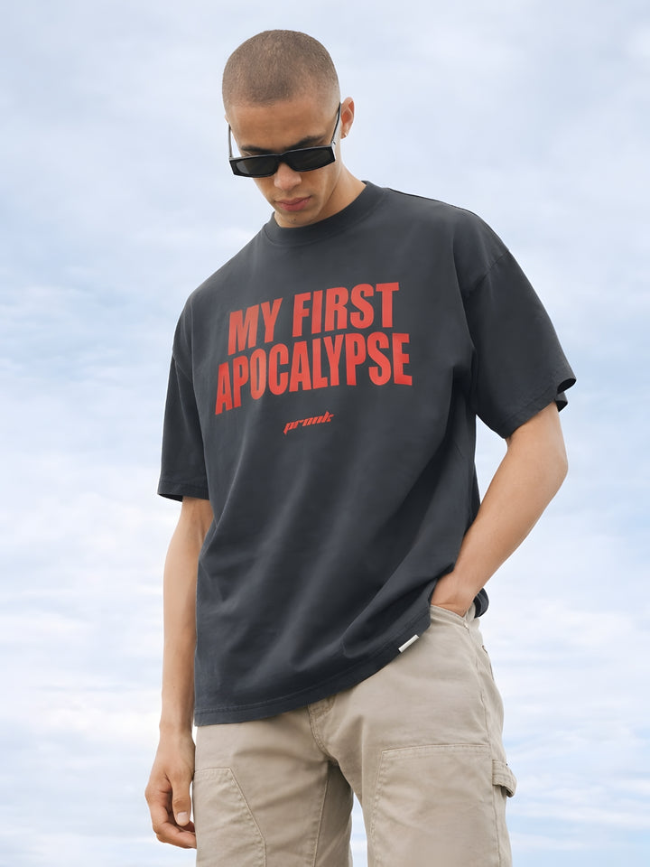MY FIRST APOCALYPSE Men Printed Oversized T-Shirt