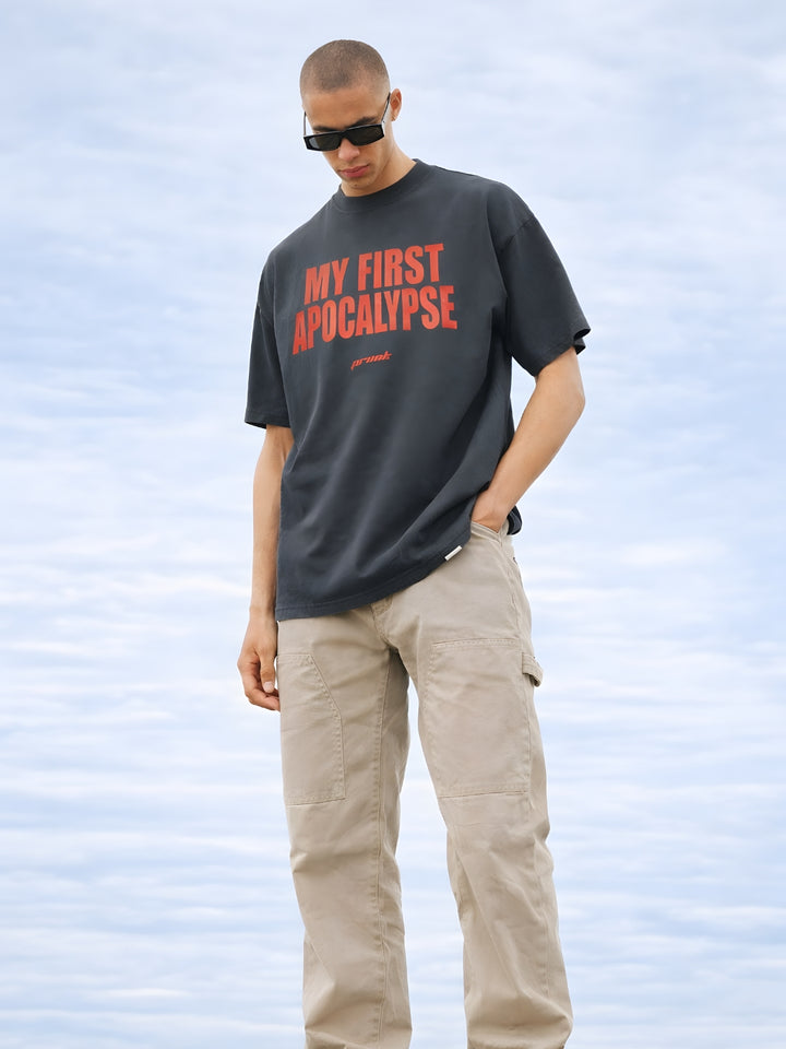 MY FIRST APOCALYPSE Men Printed Oversized T-Shirt