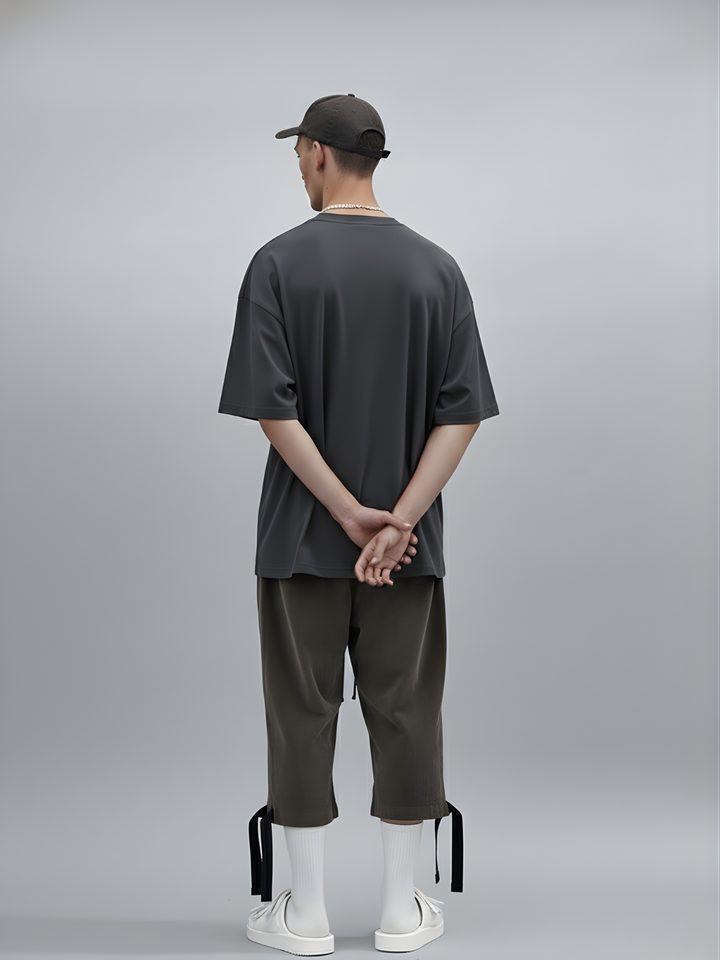 Solid Men Oversized T-Shirt - Dark Grey