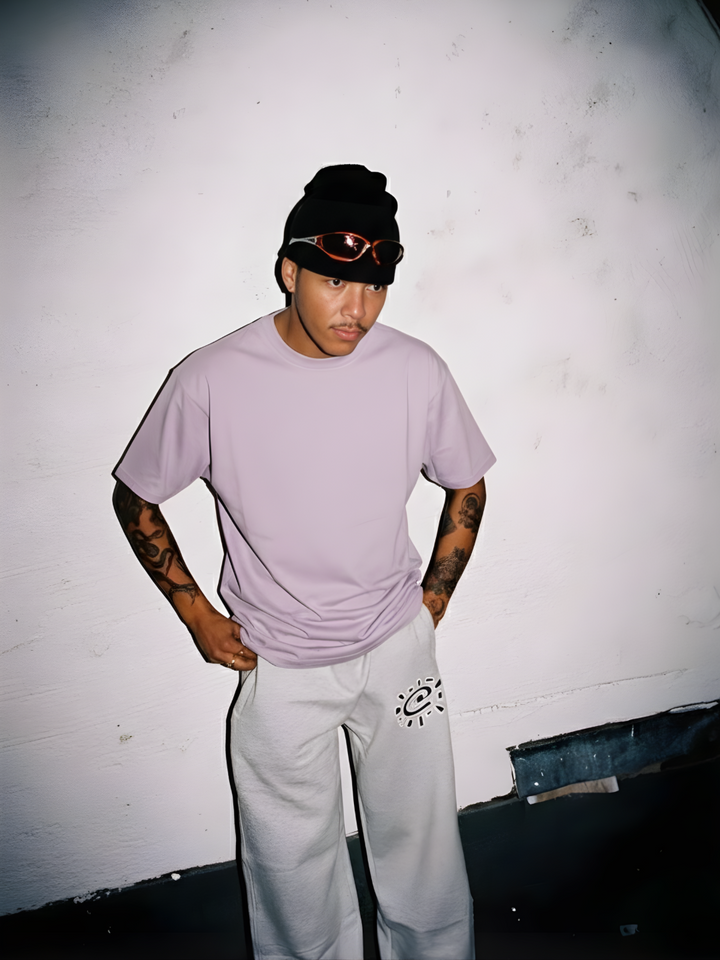 Solid Men Oversized T-Shirt - Lilac